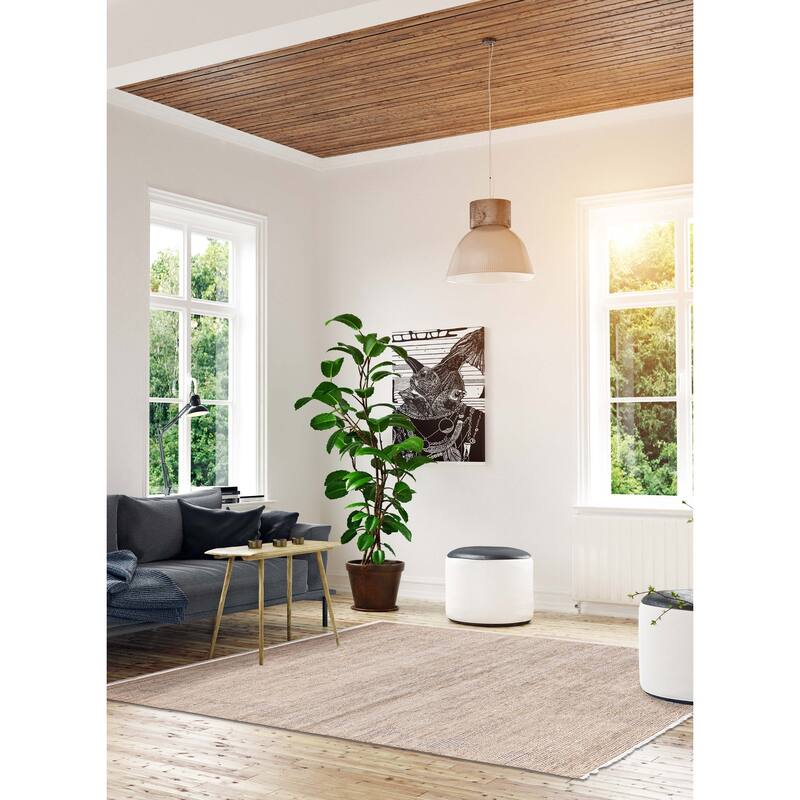 ECARPETGALLERY Hand-knotted Mystique Light Khaki Wool Rug - 5'4 x 7'10