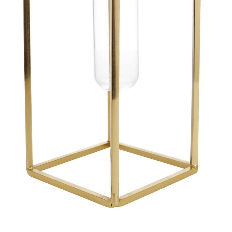 Stainless Steel Metal Test Tube Vase - Set of 3 Gold - CosmoLiving by Cosmopolitan - 5"W x 5"L x 13"H
