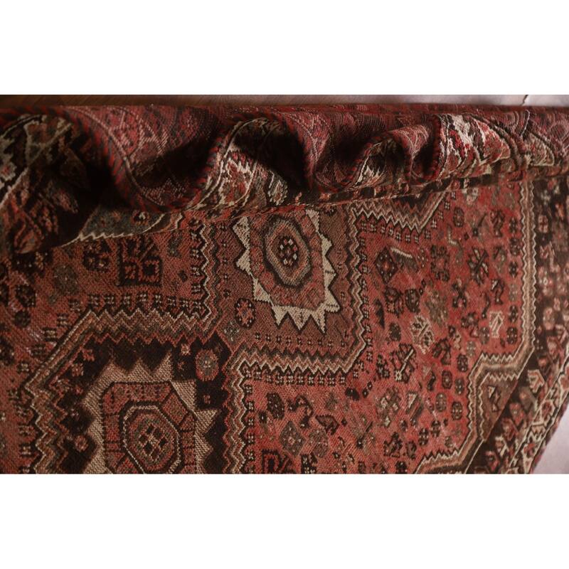 Vegetable Dye Qashqai Persian Antique Rug Hand-knotted Wool Carpet - 5'4"x 8'4"