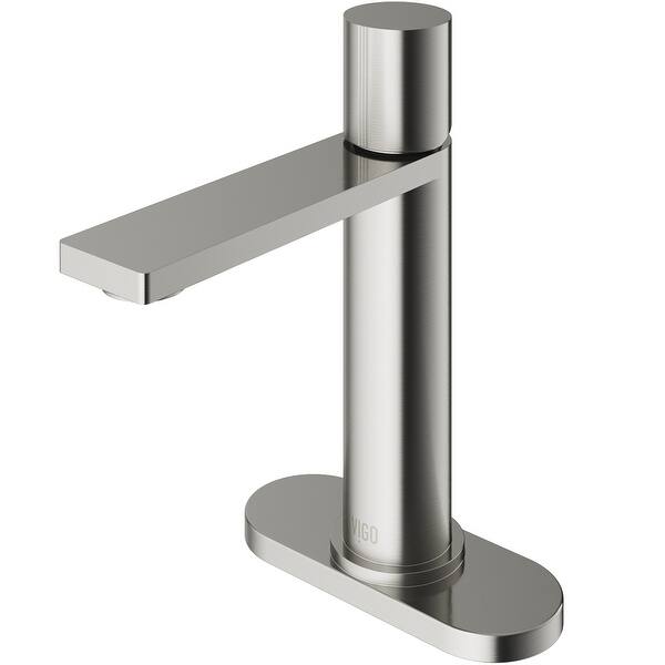 Shop Vigo Halsey 1 Handle Single Hole Bathroom Faucet In Brushed Nickel With Deck Plate Overstock 31484120