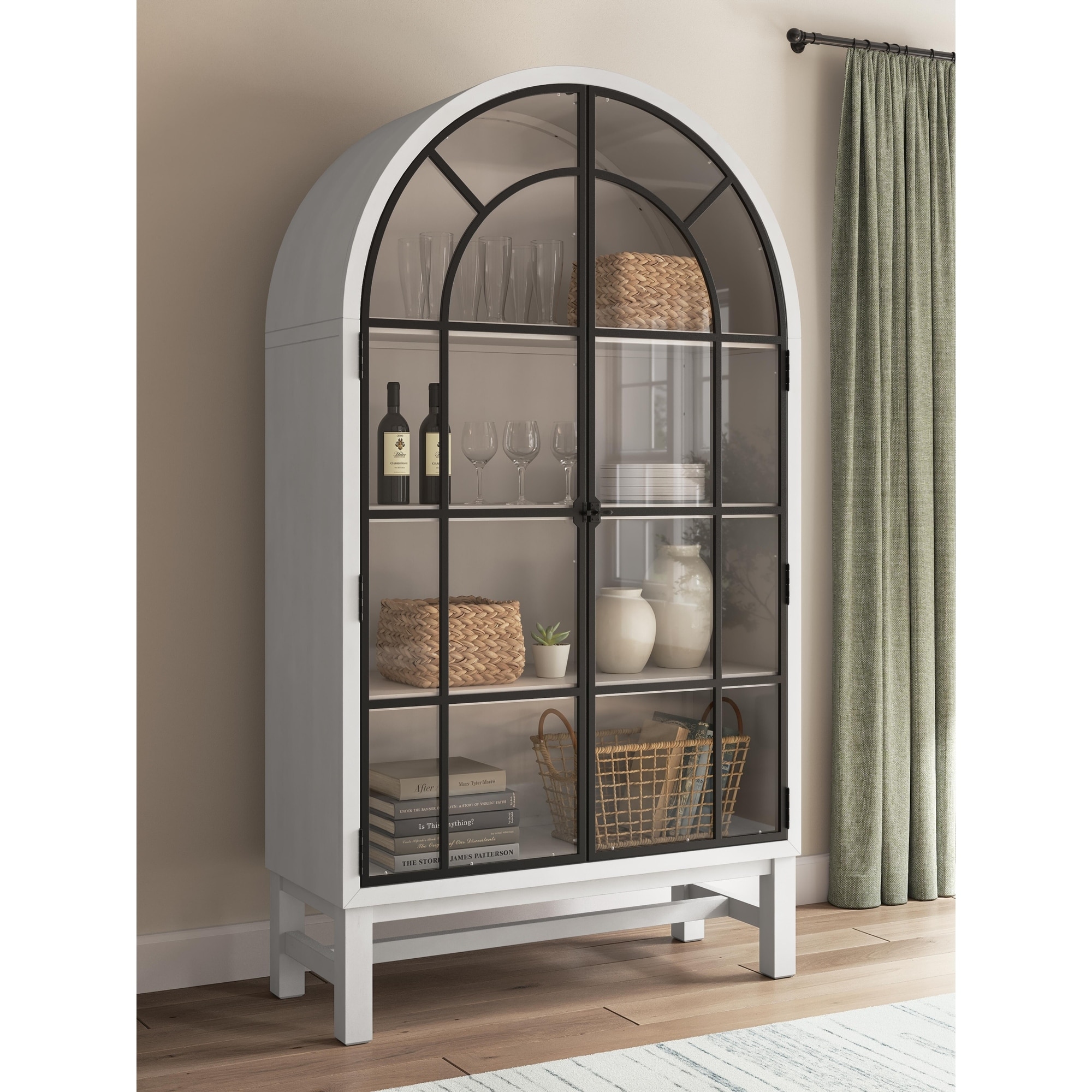 Signature Design by Ashley Chadworth Black/Brown Display Cabinet - 44.63" W x 18" D x 80.25" H