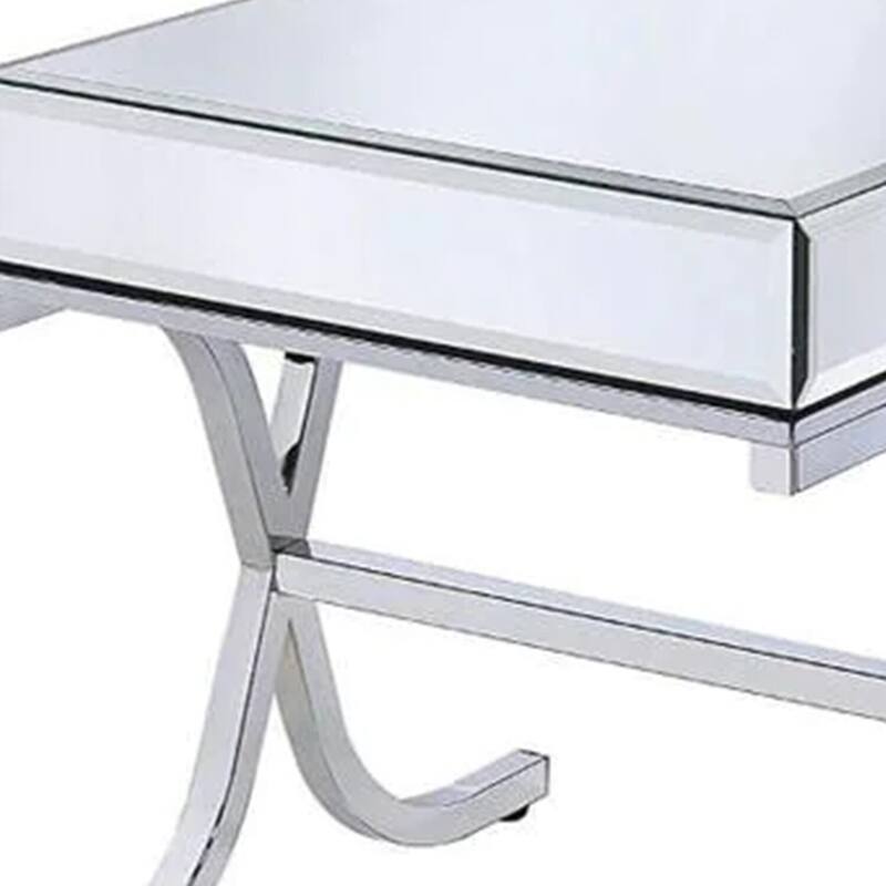 20.5 in. Silver Rectangle Metal End Table, Sturdy Build End Side Table for Living Rooms