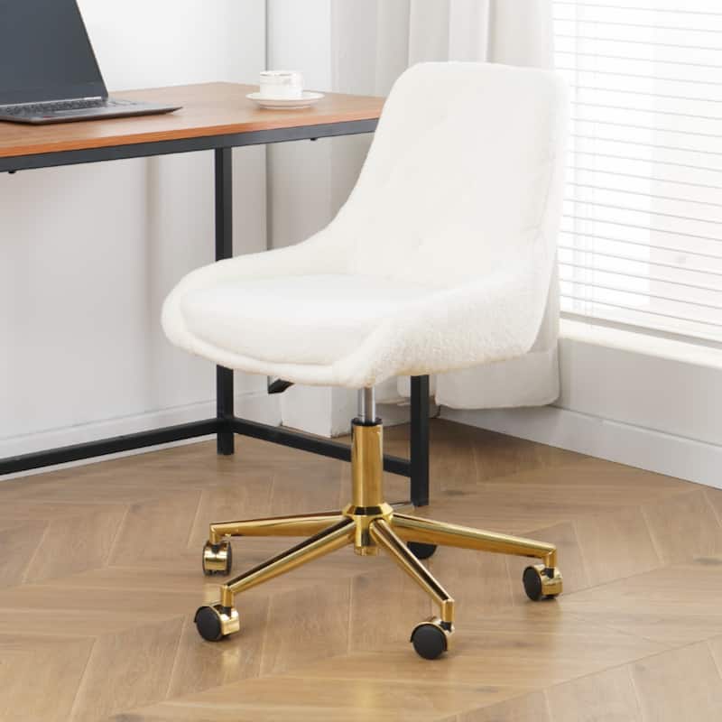 Modern teddy fleece fabric with gold legs living room furniture dining chair(set of 1)