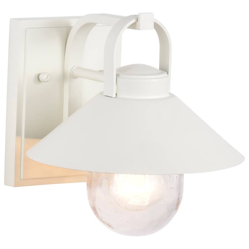 Ridge Small Outdoor Lantern White Finish Clear Seeded Glass