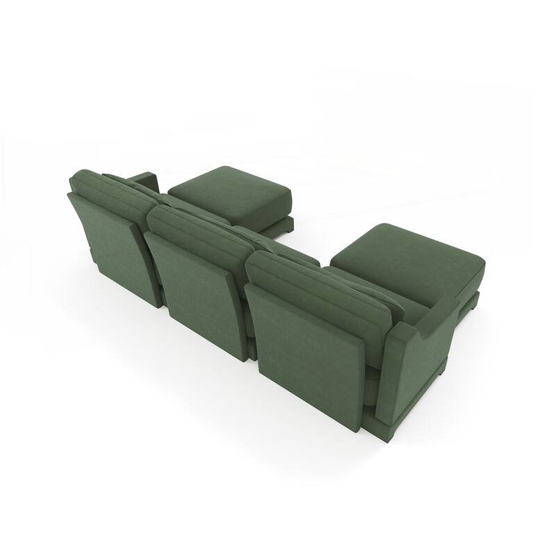 Three-Seater Sofa with 2 Movable Ottomans