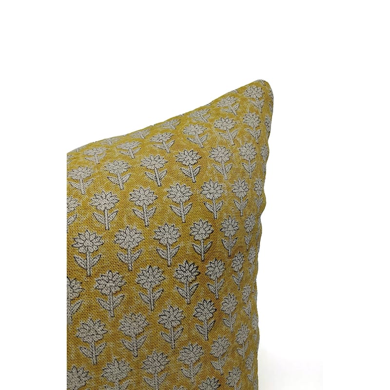 Linen Outdoor Sofa Block print pillow Cover - Pankhudi