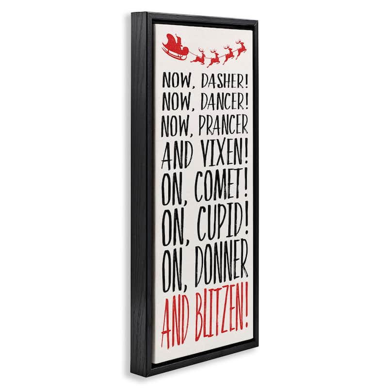 Stupell Holiday Reindeer Names Framed Floater Canvas Wall Art Design By Dogwood Portfolio