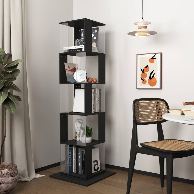 5 tier Rotating Bookshelf, Modern Floor Rack Simple Bookcase