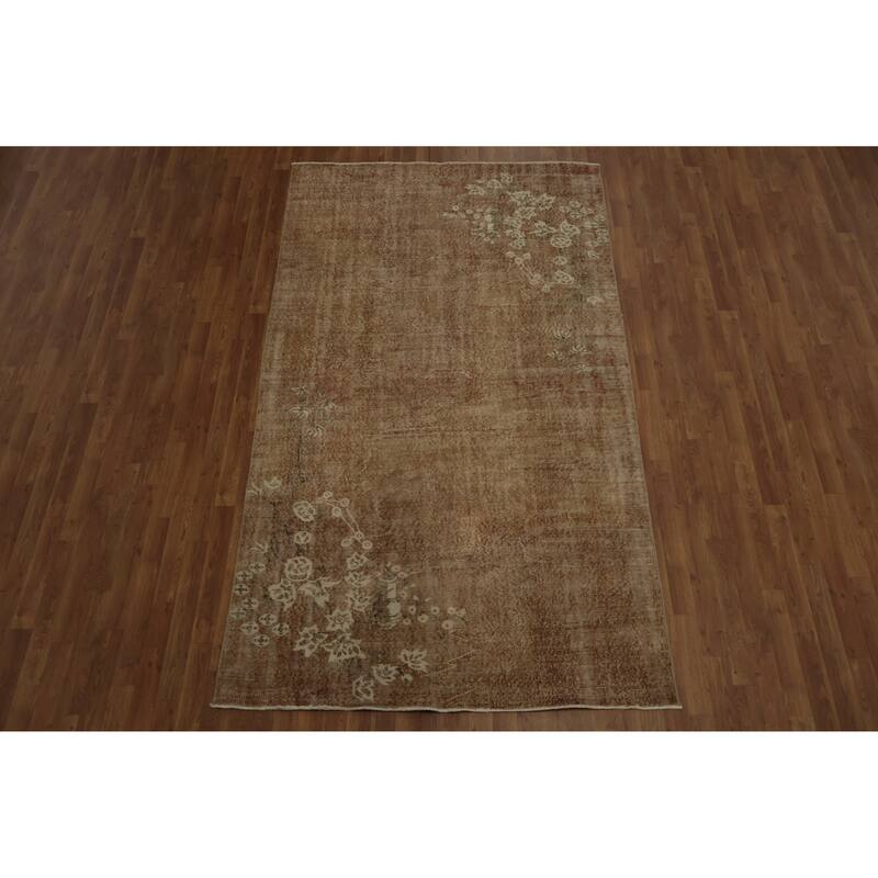 Hand Knotted Oriental 100% Wool Carpet Transitional Floral Brown Anatolian Area Rug - 9' 3'' X 5' 4''