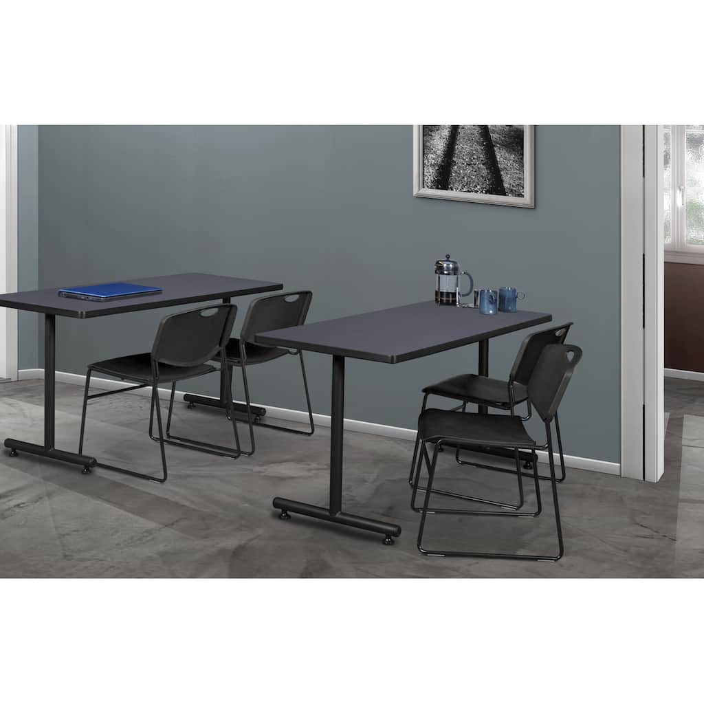48" x 24" Training Table- Grey & 2 Stack Chairs- Black - 48 x 24 inches