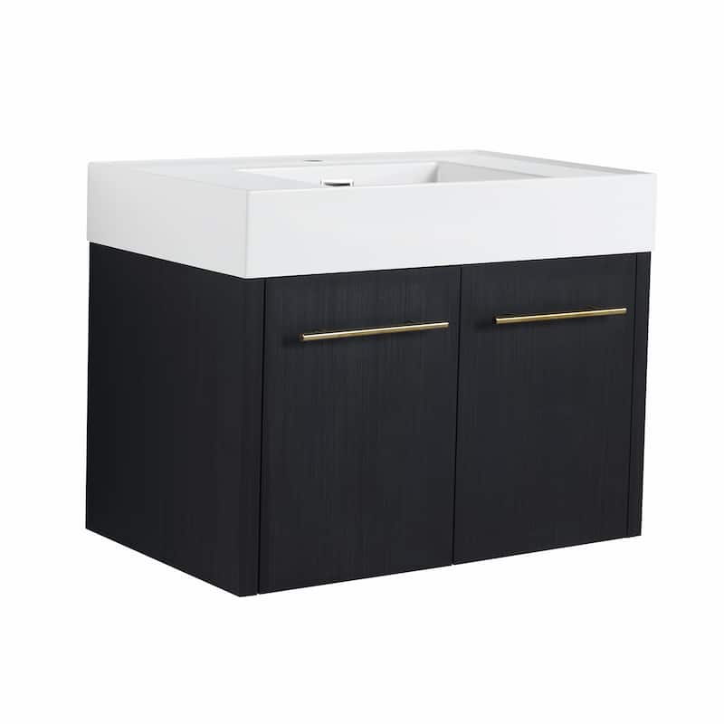 Wall-Mounted Bathroom Vanity with Thick-Edged Resin Basin Sink