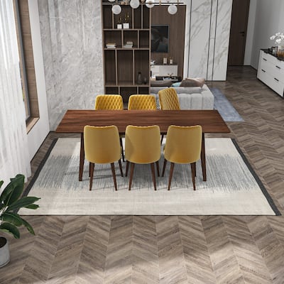 Adrian Mid Century Modern Solid Wood 7 Piece Dining Room Set