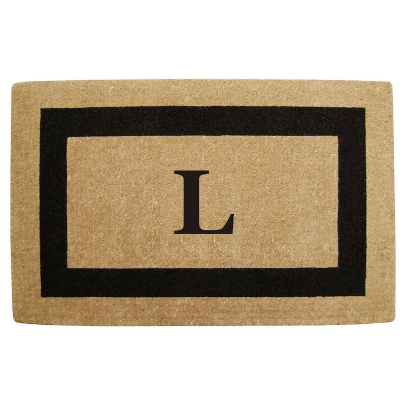 Heavy-duty Coir Fiber Single Black Framed Letter Monogrammed Doormat - 30 inches x 48 inches
