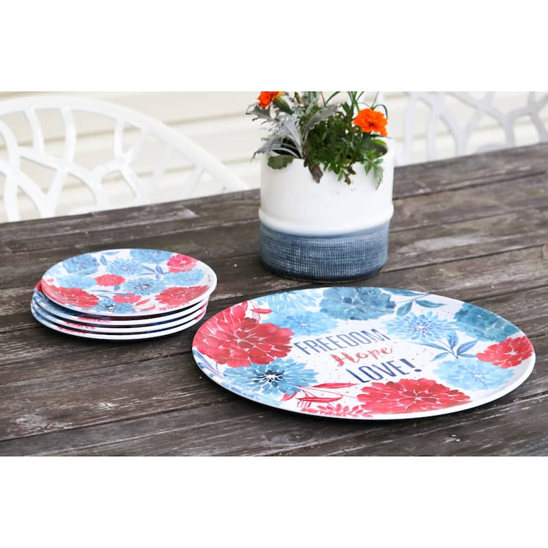 Fourth Of July Floral Dessert Plate, Set of 4 - Set of 4