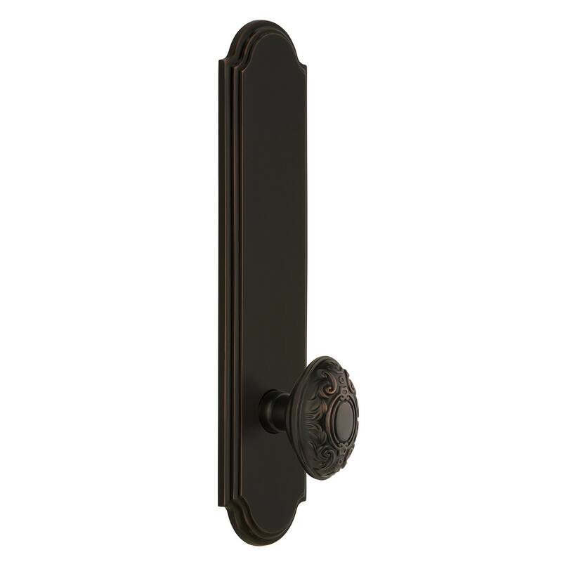 Grandeur Arc Solid Brass Tall Plate Rose Dummy Door Knob Set with - Timeless Bronze