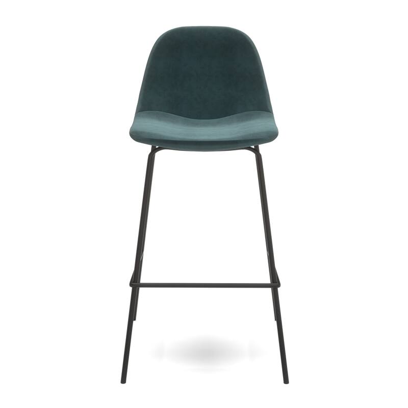Maxine Velvet Counter Height Stools Black Legs (Set of 2)