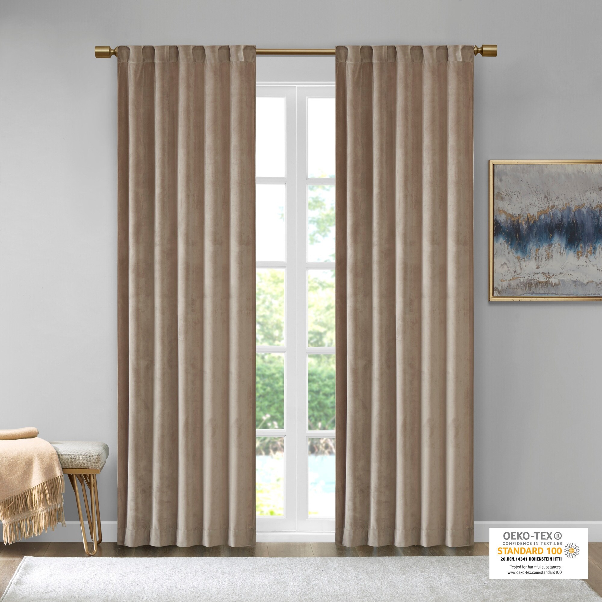 PAIR 140cm x 230cm Plain Brown ZERO chemical coating Room Darkening Curtains
