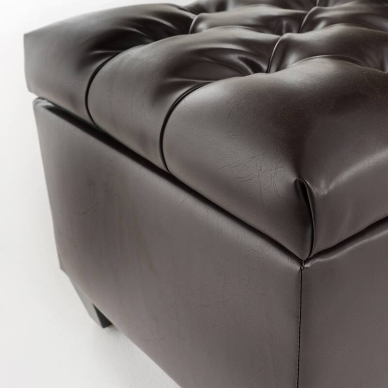 Ottilie Contemporary Button-Tufted Storage Ottoman Bench by Christopher Knight Home