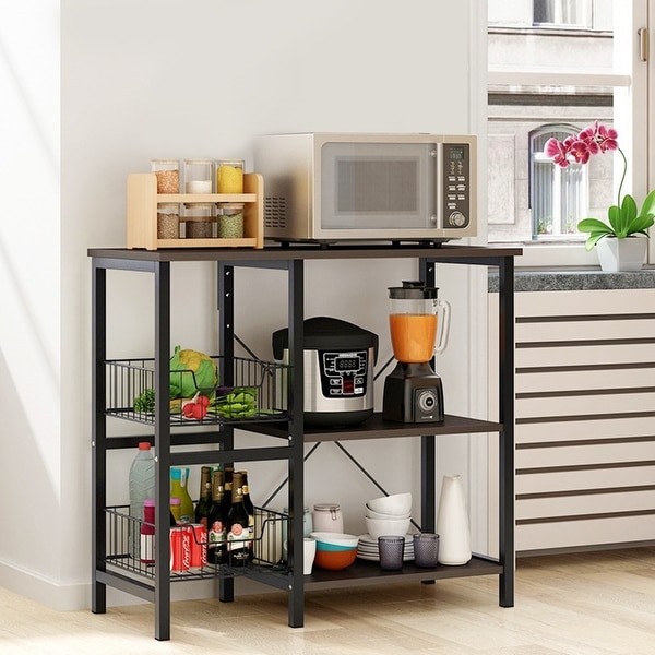 Microwave Cart Kitchen Bakers Rack Utility Oven Stand Shelf