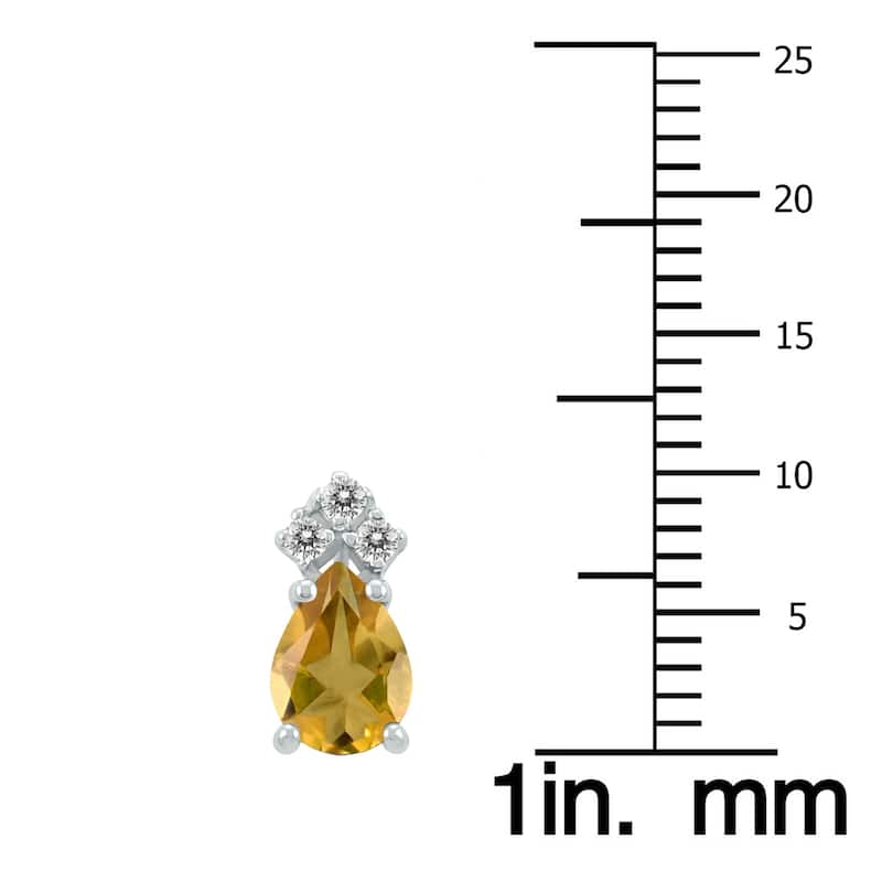 Marquee 14K White Gold 7x5MM Pear Citrine and Diamond Earrings