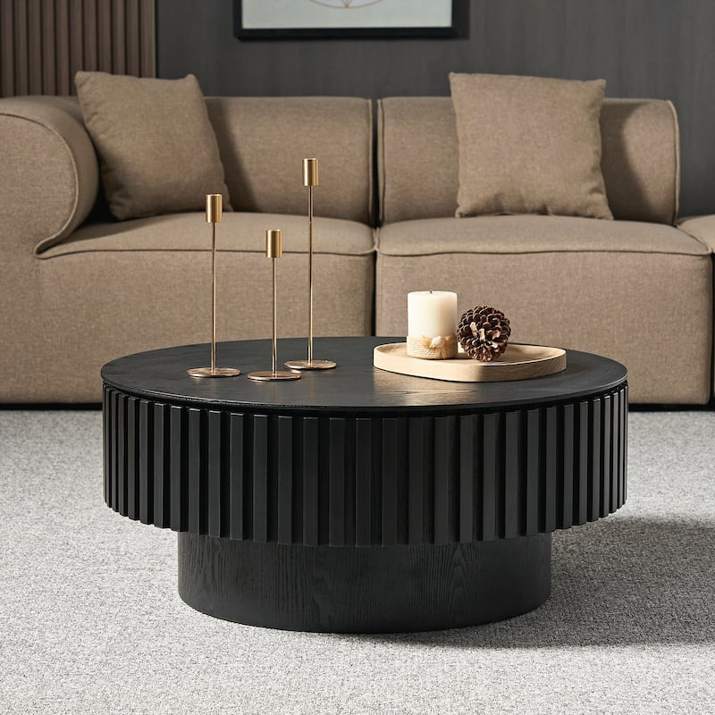 31.49'' Round Coffee Table with Storage Small Coffee Table for Apartment