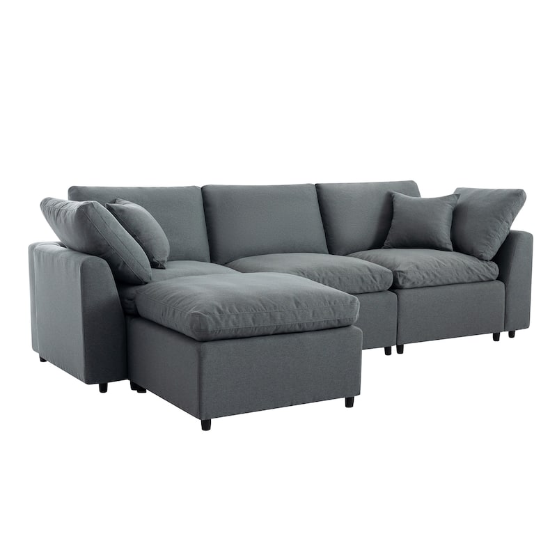 L Shaped Down Filled Upholstery Convertible Sectional Sofa, Couch with Reversible Chaise