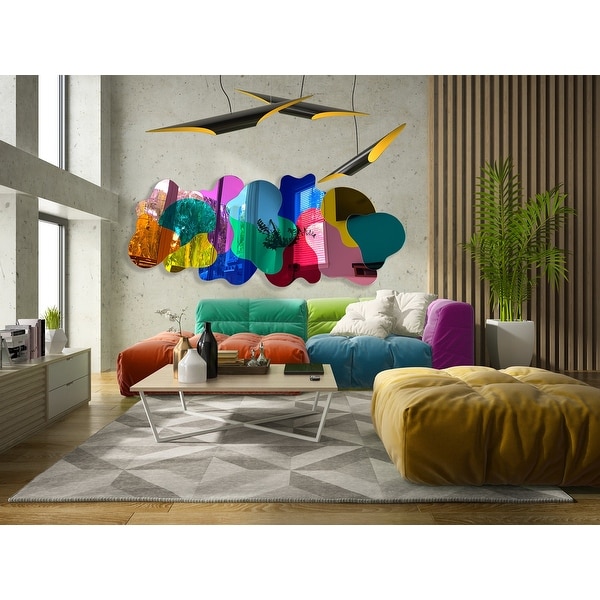Mirrored Acrylic Art Blob Mirror Wall Sculpture Oversized 3D Wall
