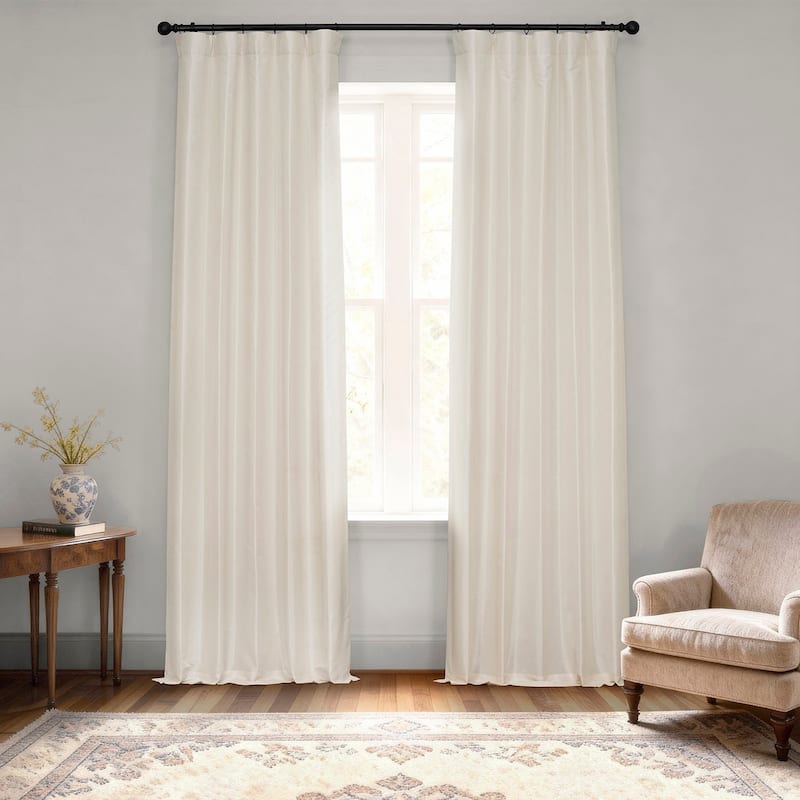 Exclusive Fabrics Textured Faux Dupioni Silk Thermal Blackout Curtains (1 Panel) - 50 X 96 - Off White
