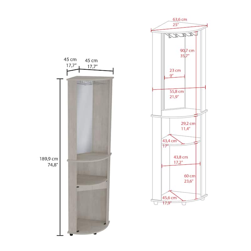 Corner Bar Cabinet for Kitchen,Dining Room, Rack, Glass Door