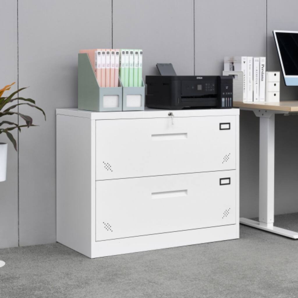 Organnice 2 Drawer Lateral File Cabinet，Office Strong Cabinet