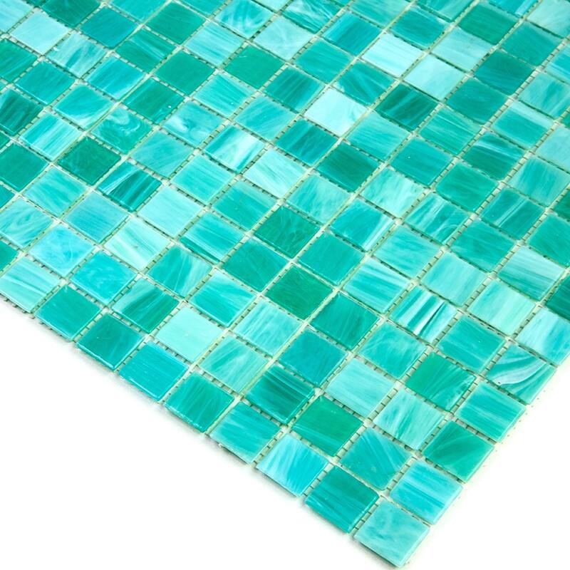 Apollo tile 12" x 12" Celestial Glossy Cyan Blue Glass Tile (20 sq ft/case) - 20 Pack