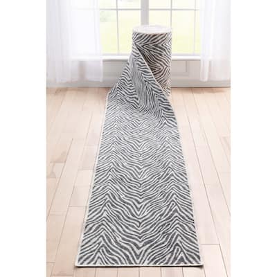 Custom Size Runner Flat-Weave Washable Apollo Zebra Modern Stair Rug