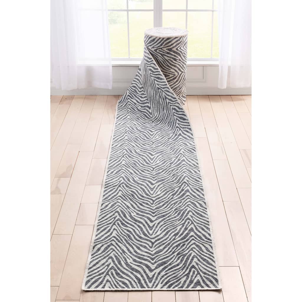 Custom Size Runner Flat-Weave Washable Apollo Zebra Modern Stair Rug