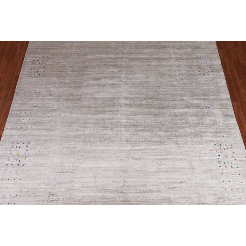 Gabbeh Indian Area Rug Handmade Silk Carpet - 9'3" x 11'10"