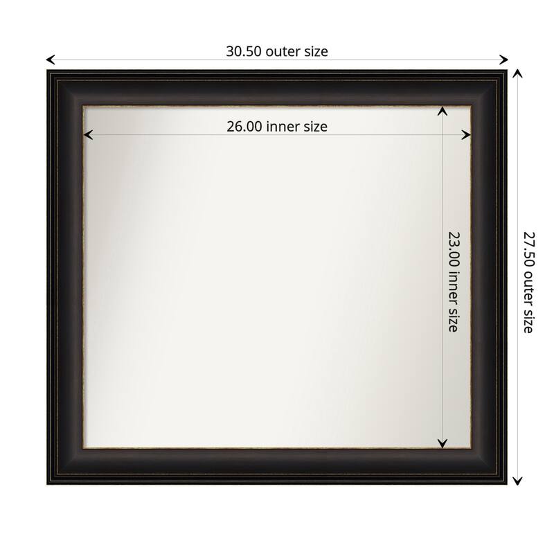Trio Oil Rubbed Bronze Framed Non-Beveled Custom Wall Mirror, Bathroom Vanity Mirror - Outer Size: 30.5 x 27.5