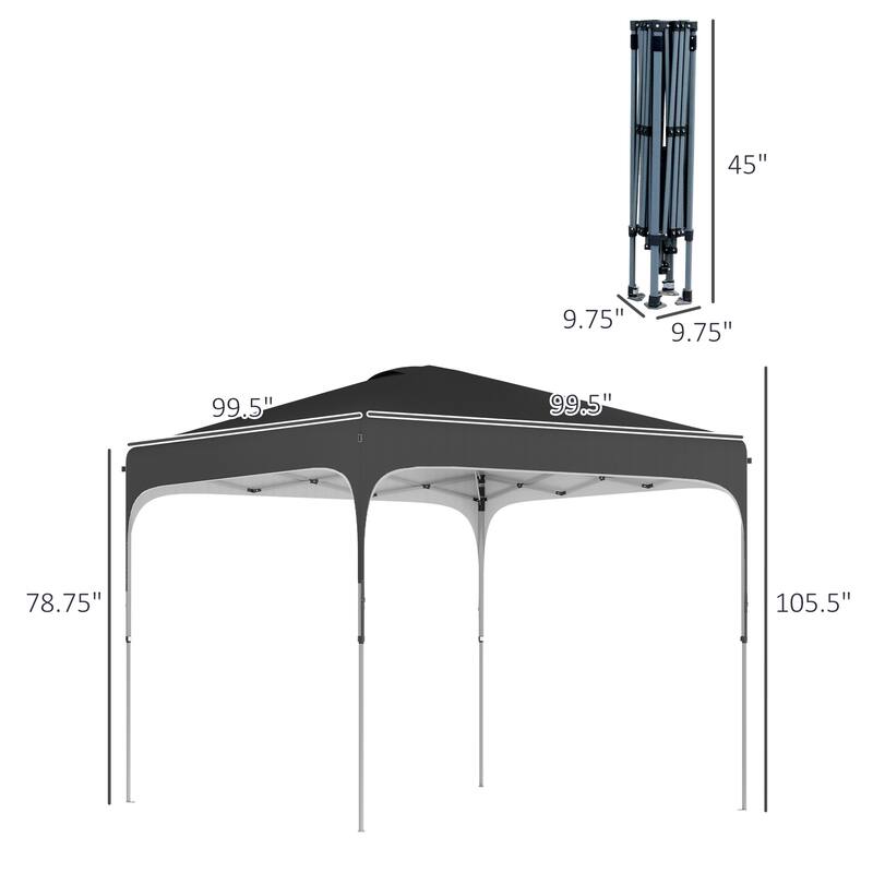 Outsunny Pop Up Gazebo, Foldable Canopy Tent with Carry Bag with Wheels and 4 Leg Weight Bags for Outdoor Garden Patio Party
