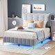 preview thumbnail 1 of 8, Velvet Platform Bed with Comfortable Headboard, LED Frame and Stylish Metal Bed Legs, Full Size, Grey Grey