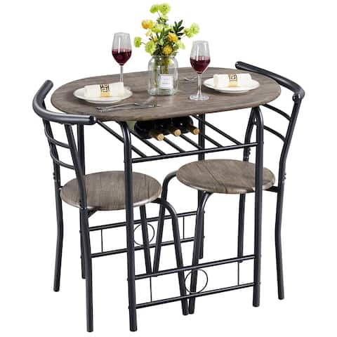 Yaheetech Modern Round Dining Table Set, 3 Piece Dining Room Sets