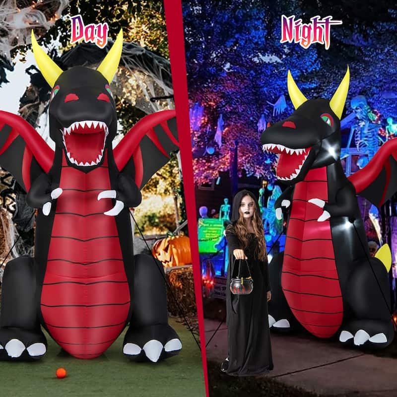 Costway 8 FT Halloween Inflatable Fire Dragon Giant Blow up Decoration - See Details