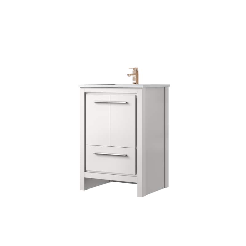 Lafarre Bath Vanity Quartz Top, Sink and Rose Gold Faucet