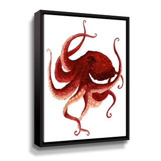Giant Pacific Octopus - Red Gallery Wrapped Floater-framed Canvas - Bed ...