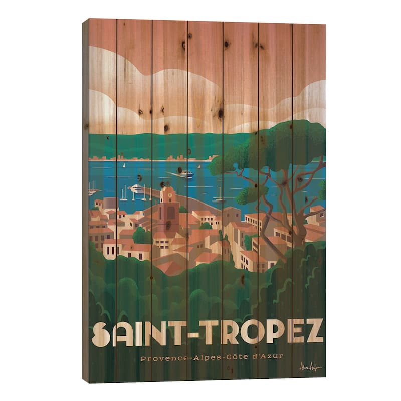 Saint Tropez Print On Wood by IdeaStorm Studios - Multi-Color - 26x18x1.5