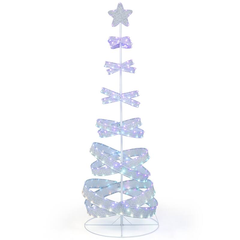 Gymax Pre-lit Spiral Christmas Tree Light Up Artificial Tree w/ 341