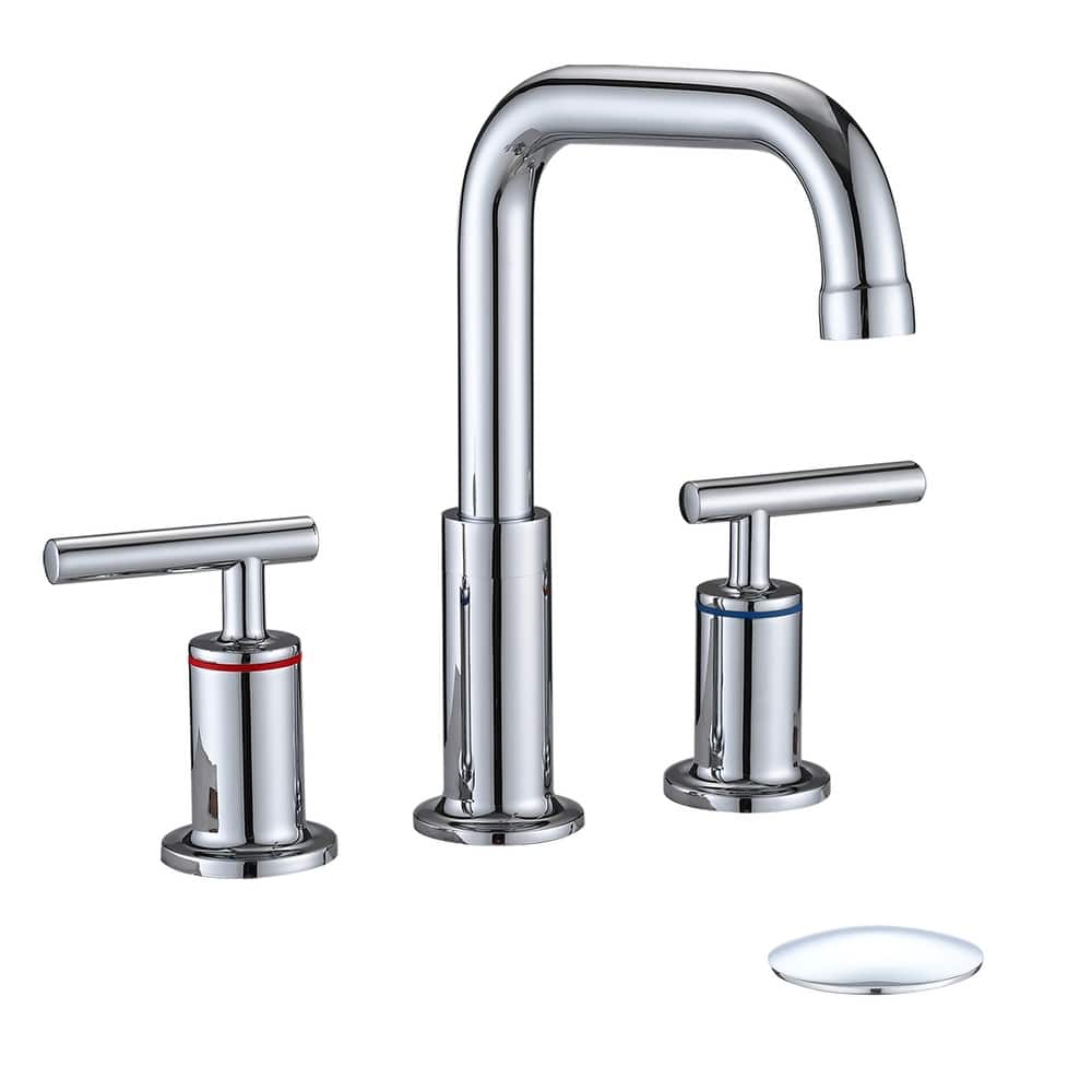 PROOX 8 in.Widespread Lavatory 2 Handles Bathroom Faucet with Drain Assembly