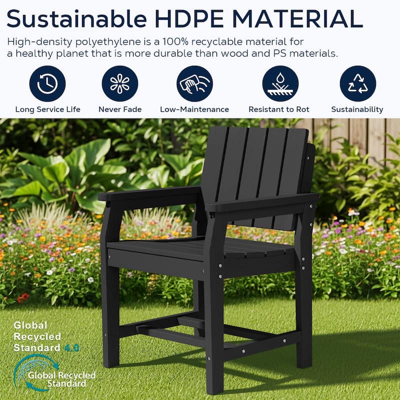 Plastic HDPE Indoor & Outdoor Dining Chair with 19.69in Wide Seat - N/A