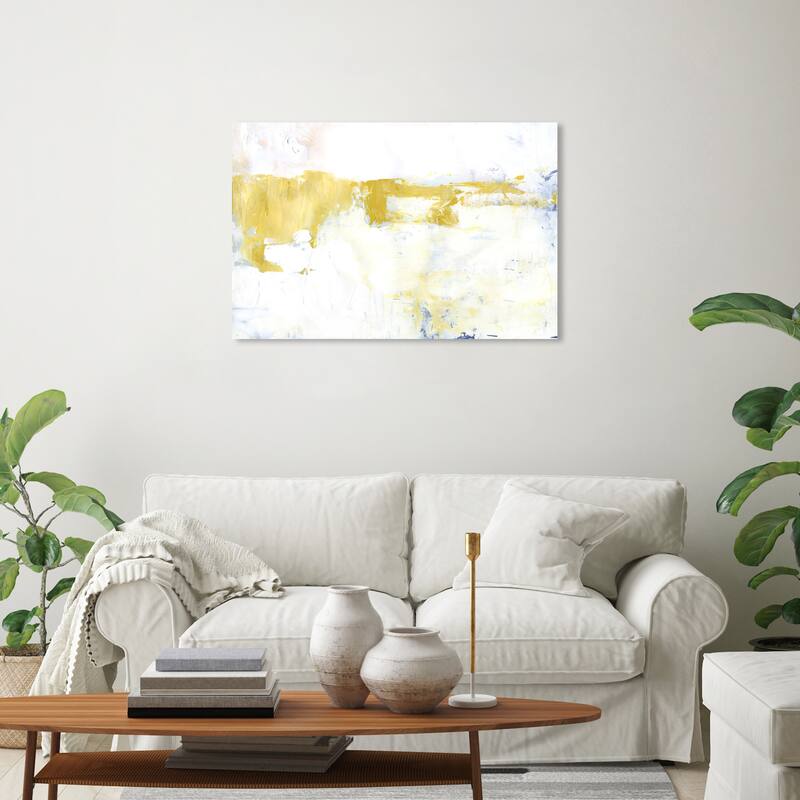 Wynwood Studio Canvas Abstract The Key White and Metallic Gold Modern & Contemporary Wall Art Canvas Print - 20 x 30