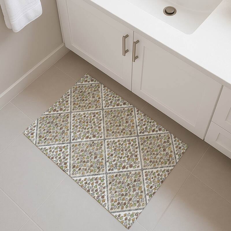 Machine Washable Indoor/ Outdoor Diamond Fish Chantille Rug