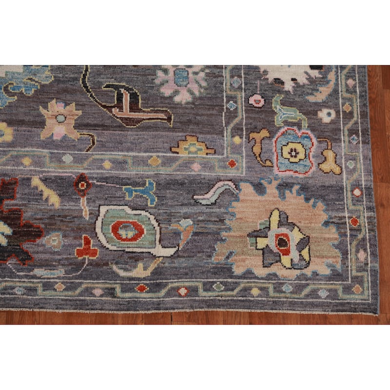 Hand Knotted Oriental 100% Wool Carpet Transitional All-Over Greys & Charcoal Oushak Area Rug - 10' 0'' X 8' 3''