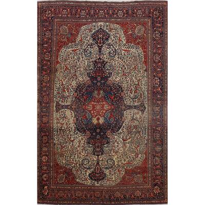 Pre-1900 Vegetable Dye Sarouk Farahan Persian Area Rug Hand-knotted - 8'5" x 11'2"