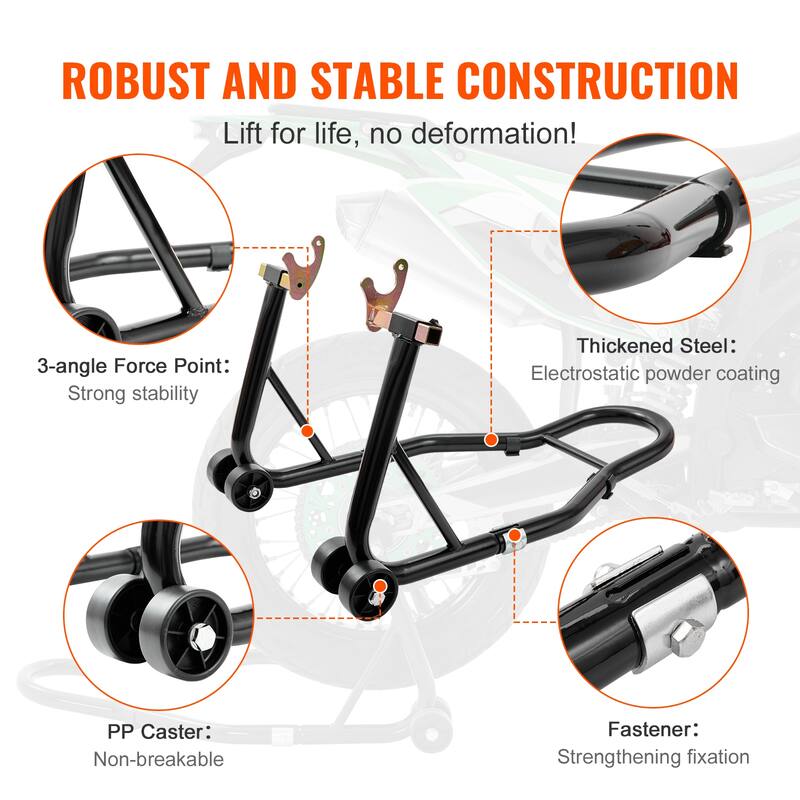 Motorcycle Stand Lift, Lift Stand, Front and Rear Wheel Fork Stand, U+L Fork Swingarm Spool